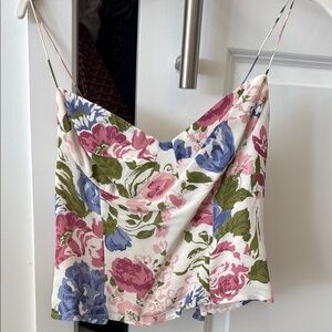 Reformation Pink and Blue Floral Crop Camisole